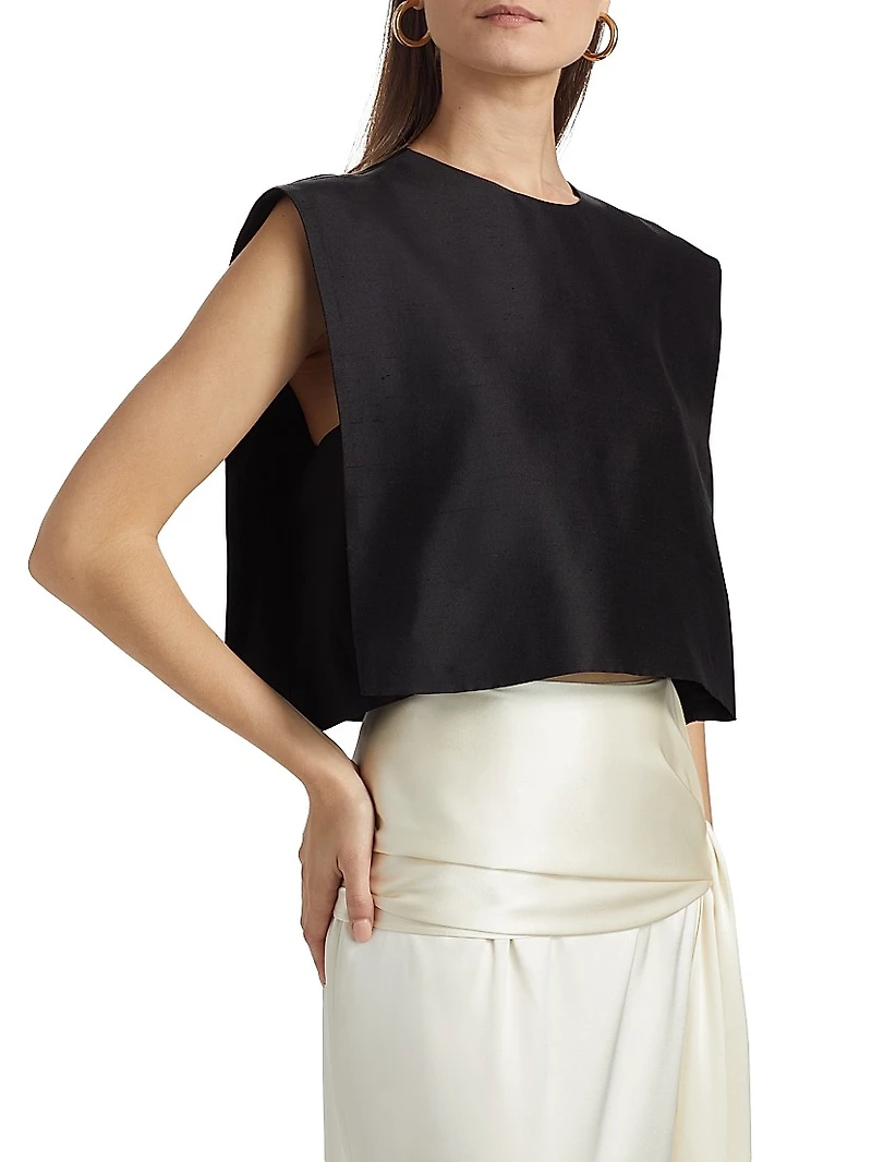 Milagros Silk SleevelessCropTop