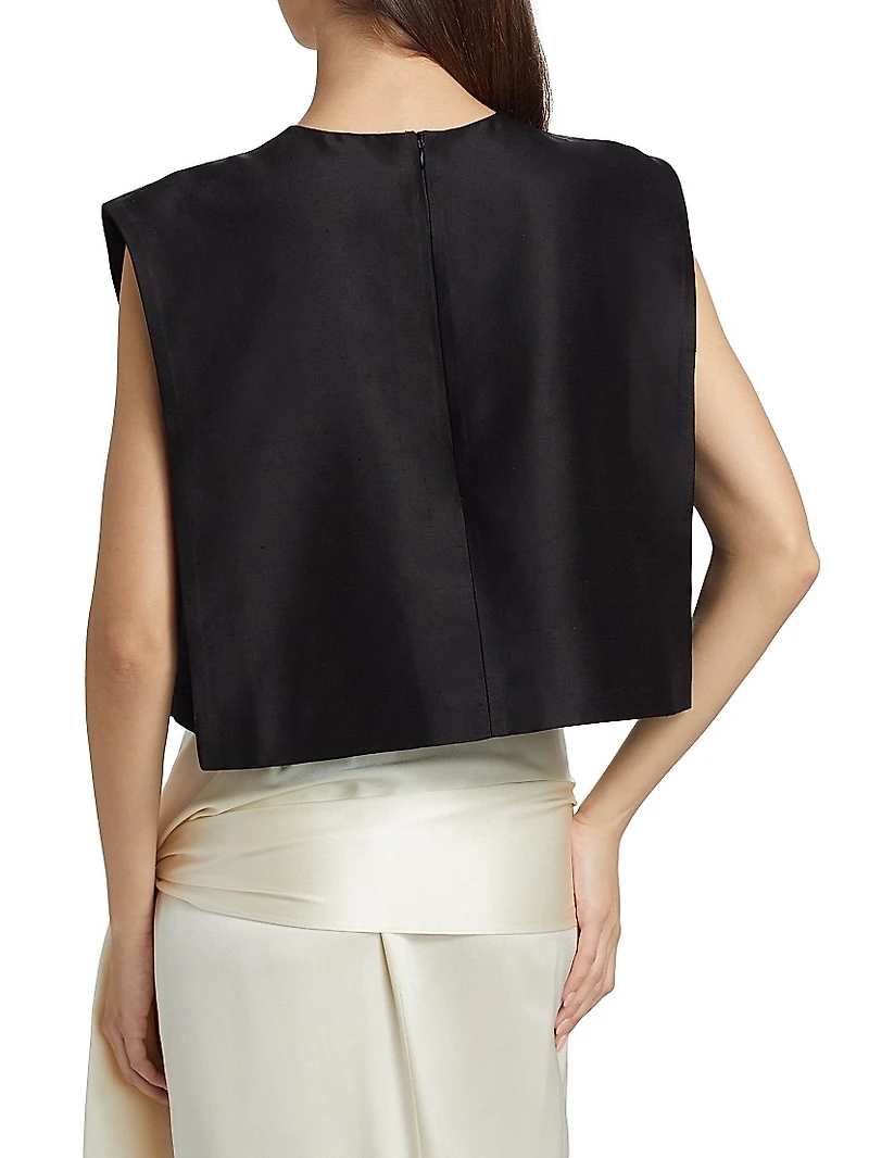 Milagros Silk SleevelessCropTop