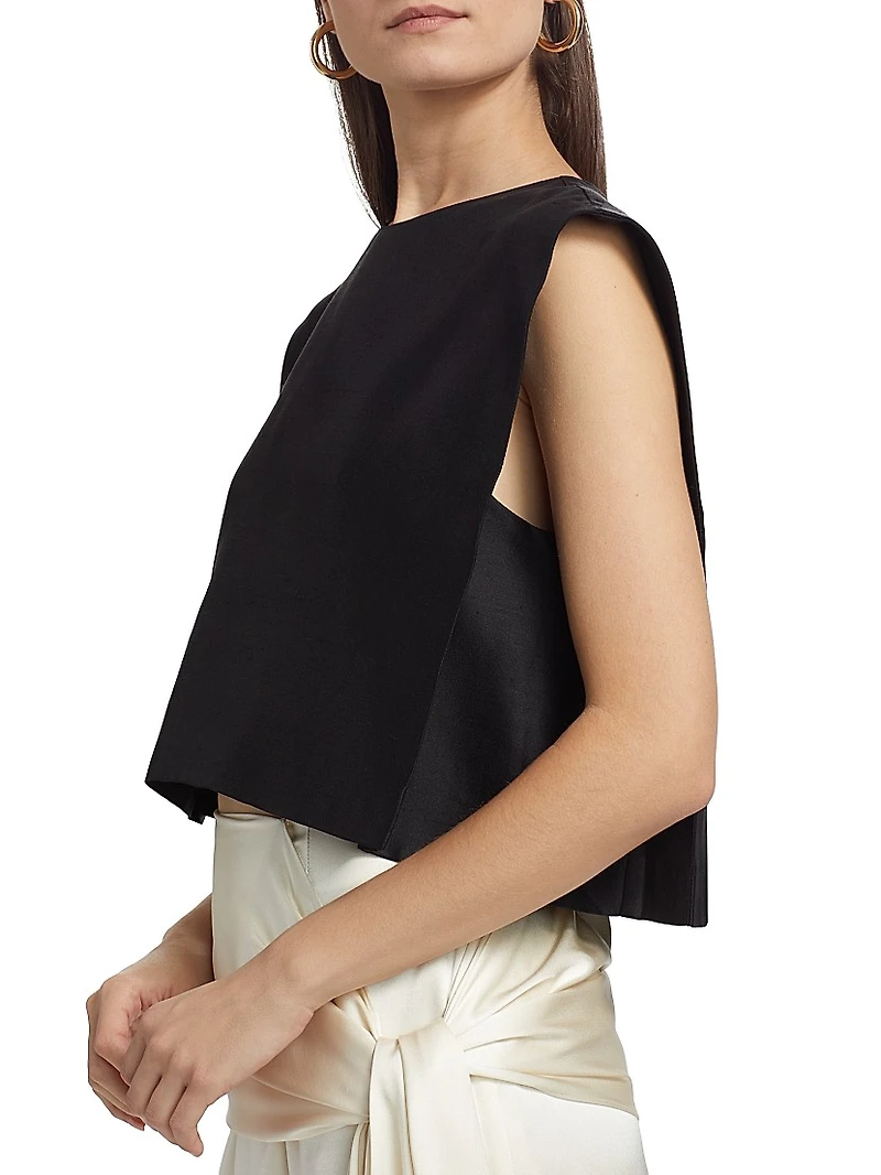 Milagros Silk SleevelessCropTop