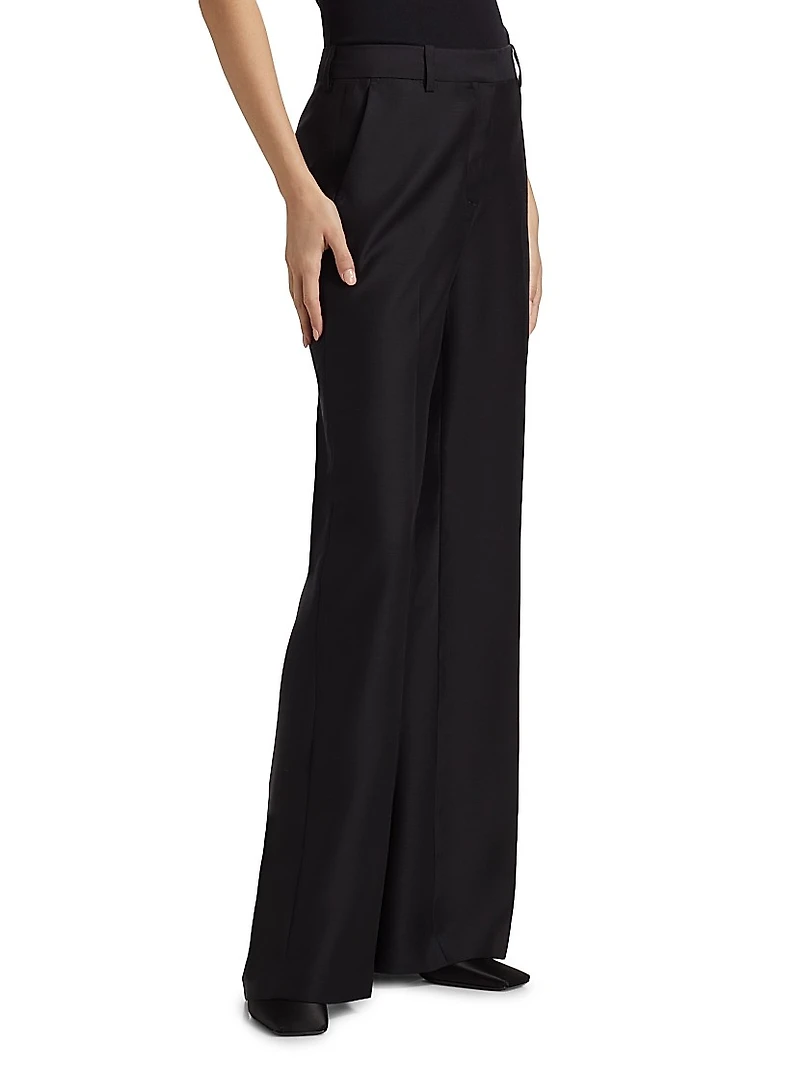 Leyva Wool-Silk Flared Pants