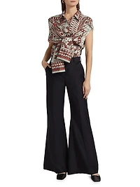 Leyva Wool-Silk Flared Pants