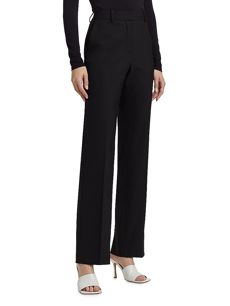 Anita Stretch-Wool Straight-Leg Pants