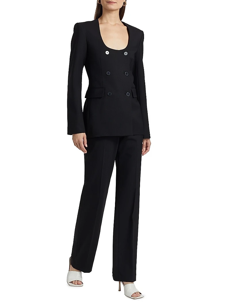 Anita Stretch-Wool Straight-Leg Pants