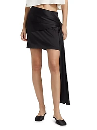 Mila Draped Silk Miniskirt