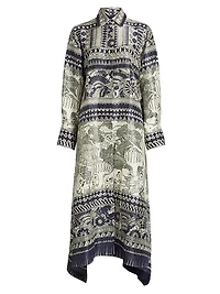 Camille Printed Silk Long-Sleeve Maxi-Dress
