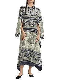 Camille Printed Silk Long-Sleeve Maxi-Dress