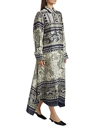Camille Printed Silk Long-Sleeve Maxi-Dress