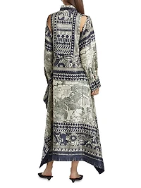 Camille Printed Silk Long-Sleeve Maxi-Dress