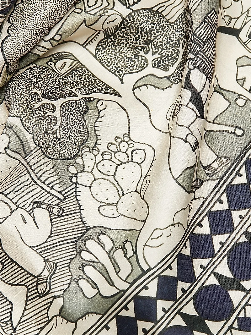 Camille Printed Silk Long-Sleeve Maxi-Dress