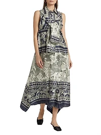 Camille Printed Silk Long-Sleeve Maxi-Dress