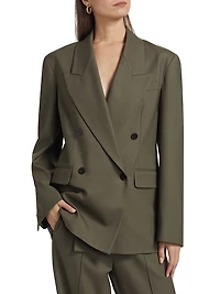 Antonella Twill Double-Breasted Blazer