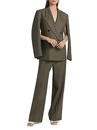 Antonella Twill Double-Breasted Blazer