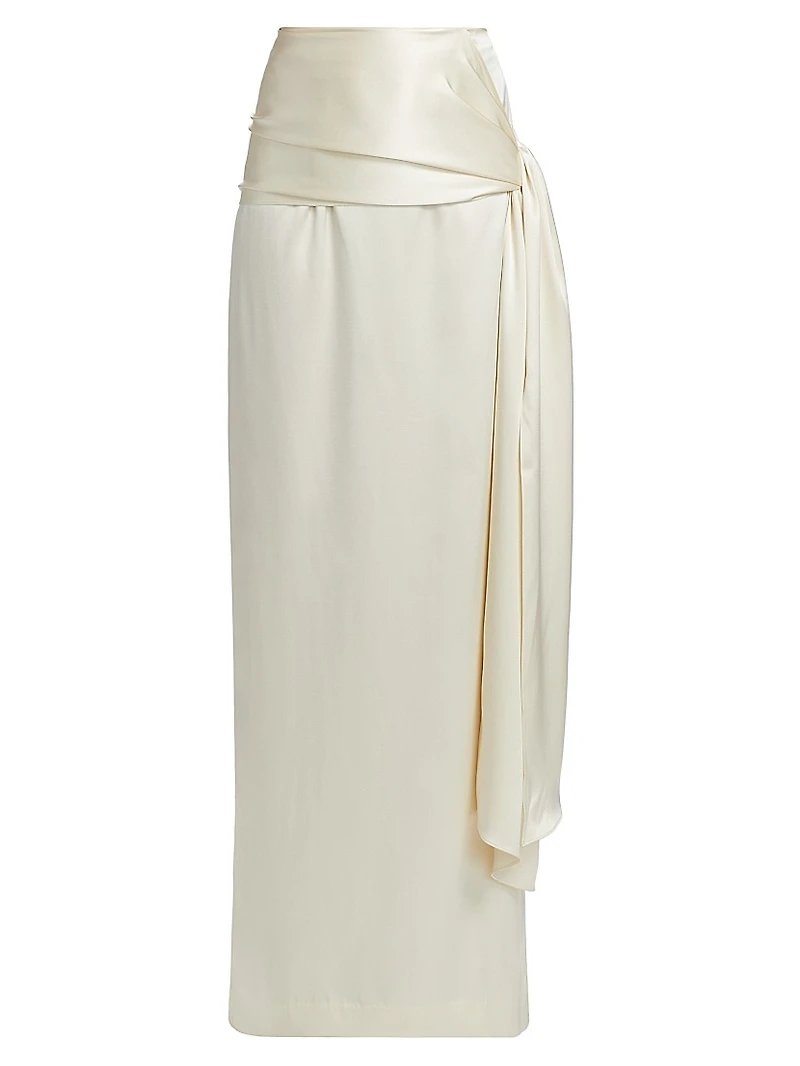 Mila Draped Silk Maxi Skirt