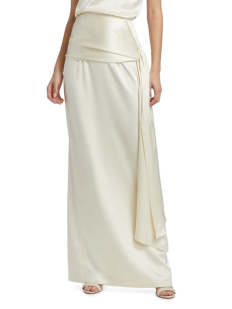 Mila Draped Silk Maxi Skirt