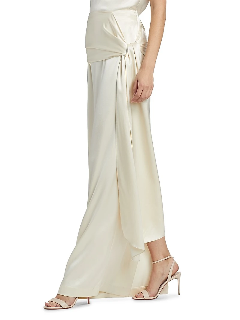 Mila Draped Silk Maxi Skirt