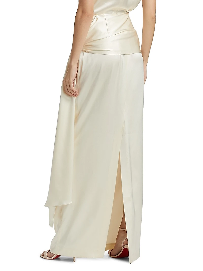 Mila Draped Silk Maxi Skirt