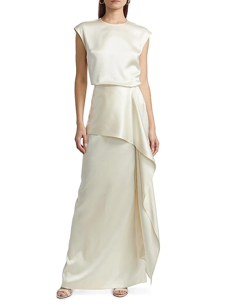 Mila Draped Silk Maxi Skirt