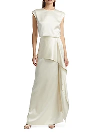 Mila Draped Silk Maxi Skirt