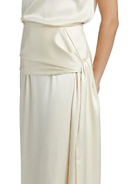Mila Draped Silk Maxi Skirt
