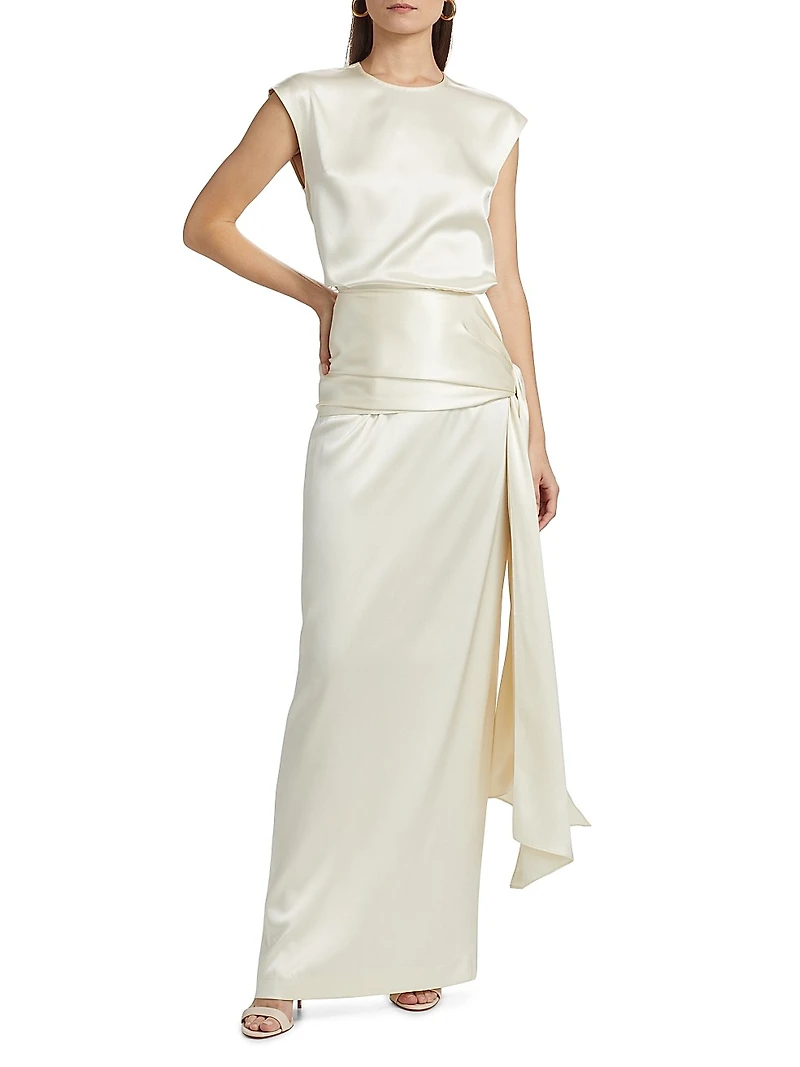 Mila Draped Silk Maxi Skirt