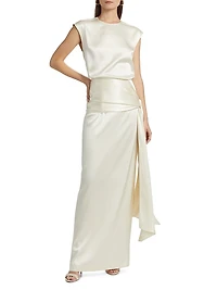 Mila Draped Silk Maxi Skirt