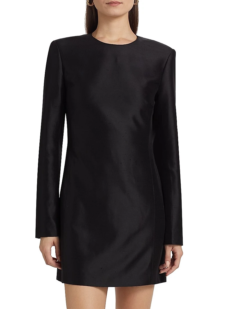 Francesca Silk Long-Sleeve Minidress