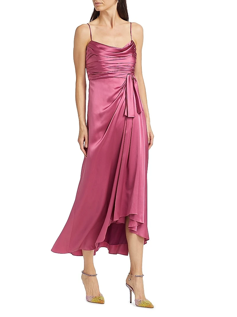 Kasia Gathered Silk Maxi Dress