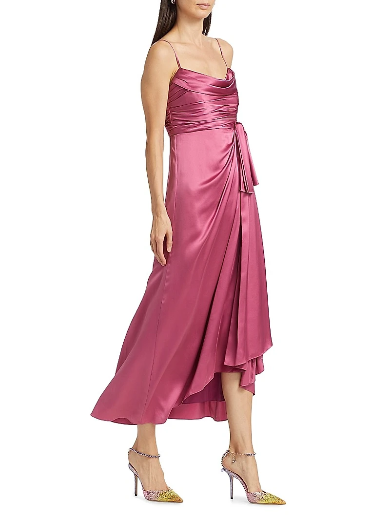 Kasia Gathered Silk Maxi Dress