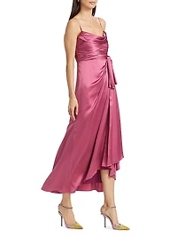 Kasia Gathered Silk Maxi Dress