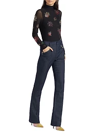 Pansy Garden Mesh Turtleneck Top