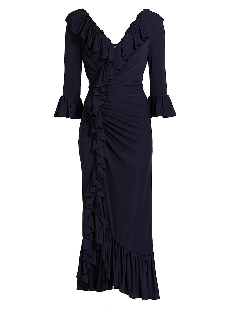 Stacy Ruffled V-Neck Maxi Dress