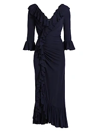 Stacy Ruffled V-Neck Maxi Dress