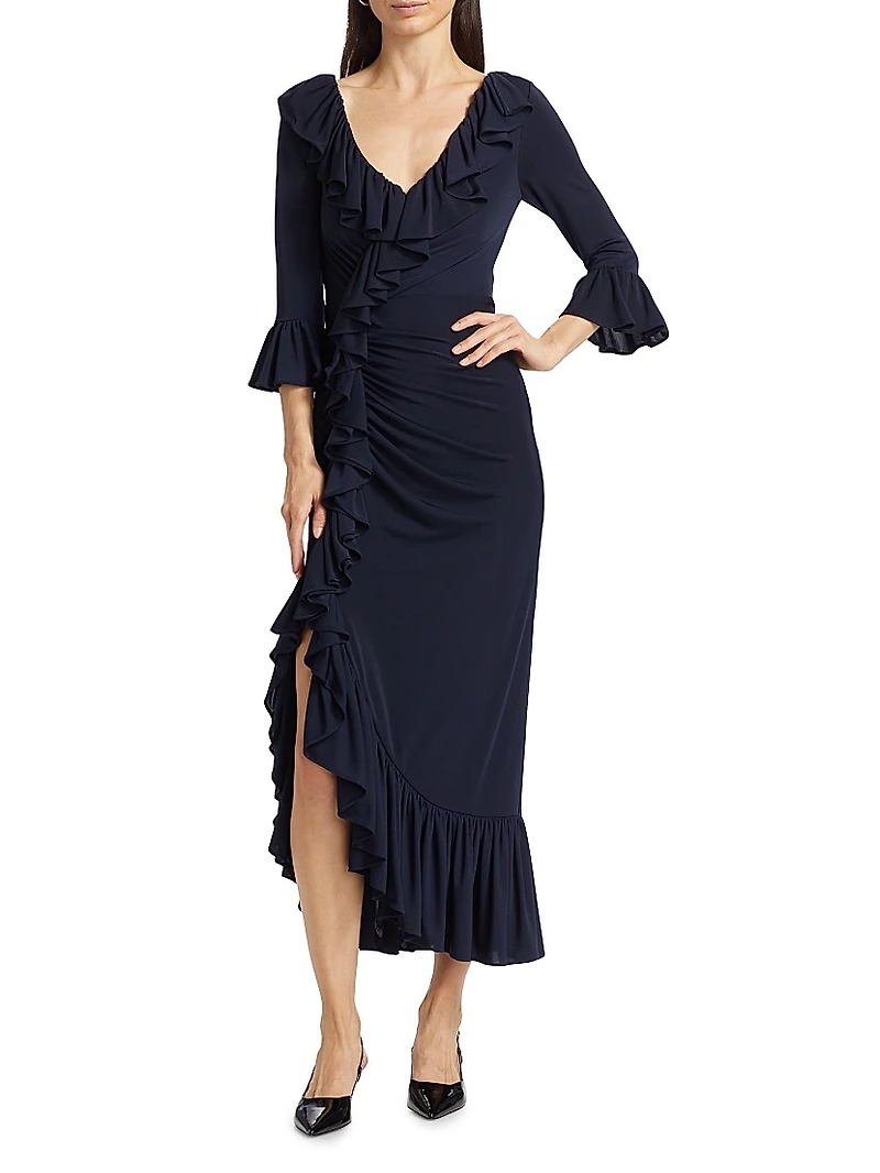 Stacy Ruffled V-Neck Maxi Dress