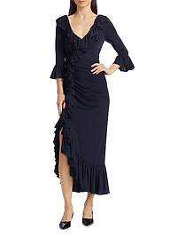 Stacy Ruffled V-Neck Maxi Dress