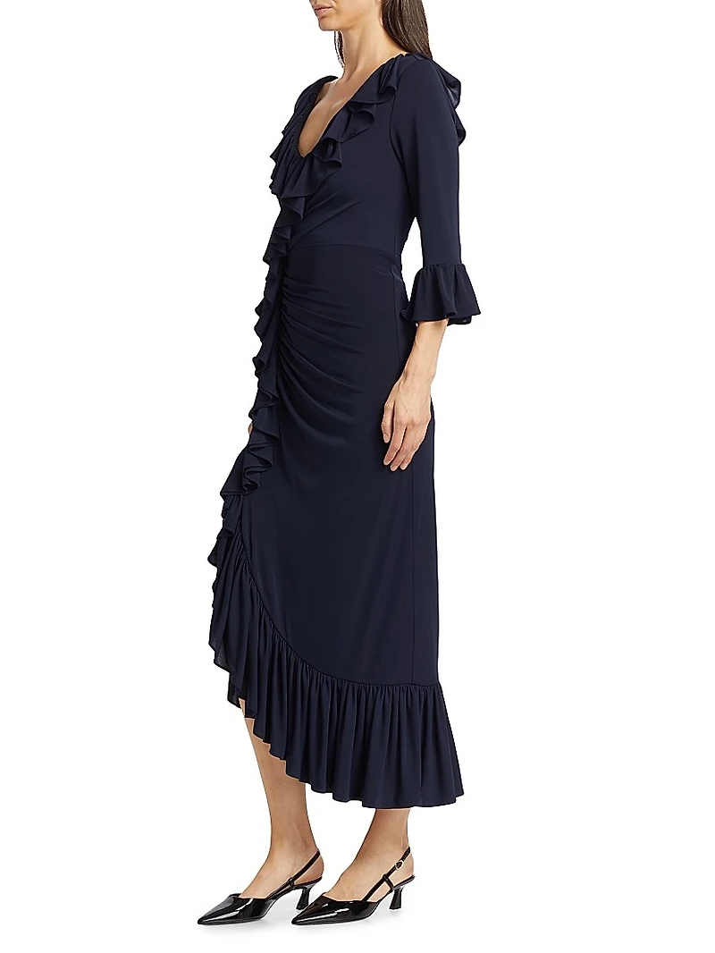Stacy Ruffled V-Neck Maxi Dress