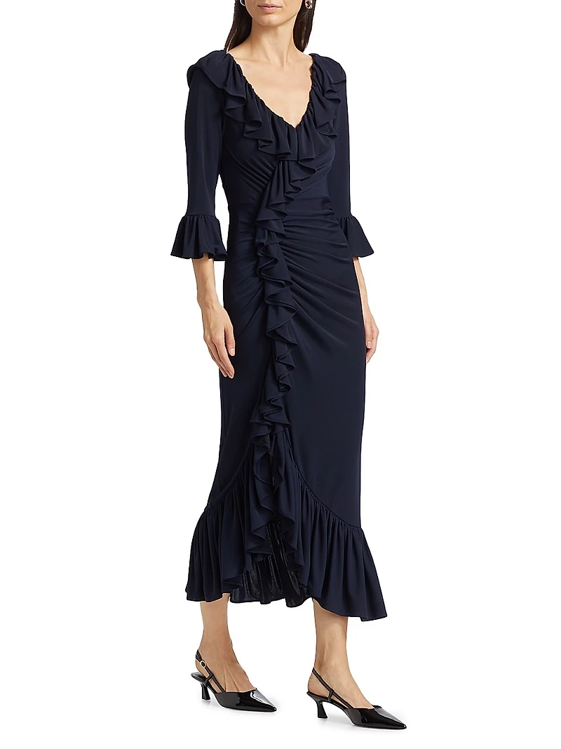 Stacy Ruffled V-Neck Maxi Dress
