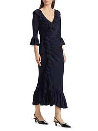 Stacy Ruffled V-Neck Maxi Dress