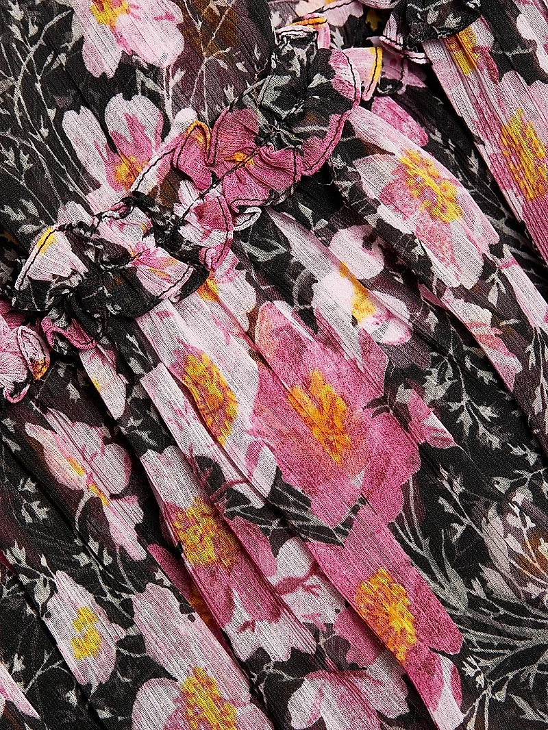 Olive Cosmo Flowers Minidress