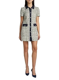 Anya Bouclé Button-Front Minidress