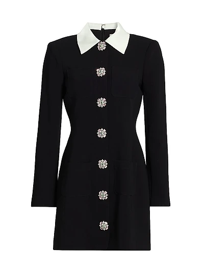 Sheryl Crystal-Embellished Button-Front Shirtdress