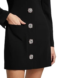 Sheryl Crystal-Embellished Button-Front Shirtdress