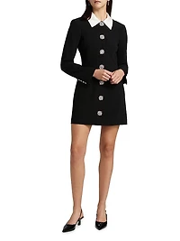 Sheryl Crystal-Embellished Button-Front Shirtdress