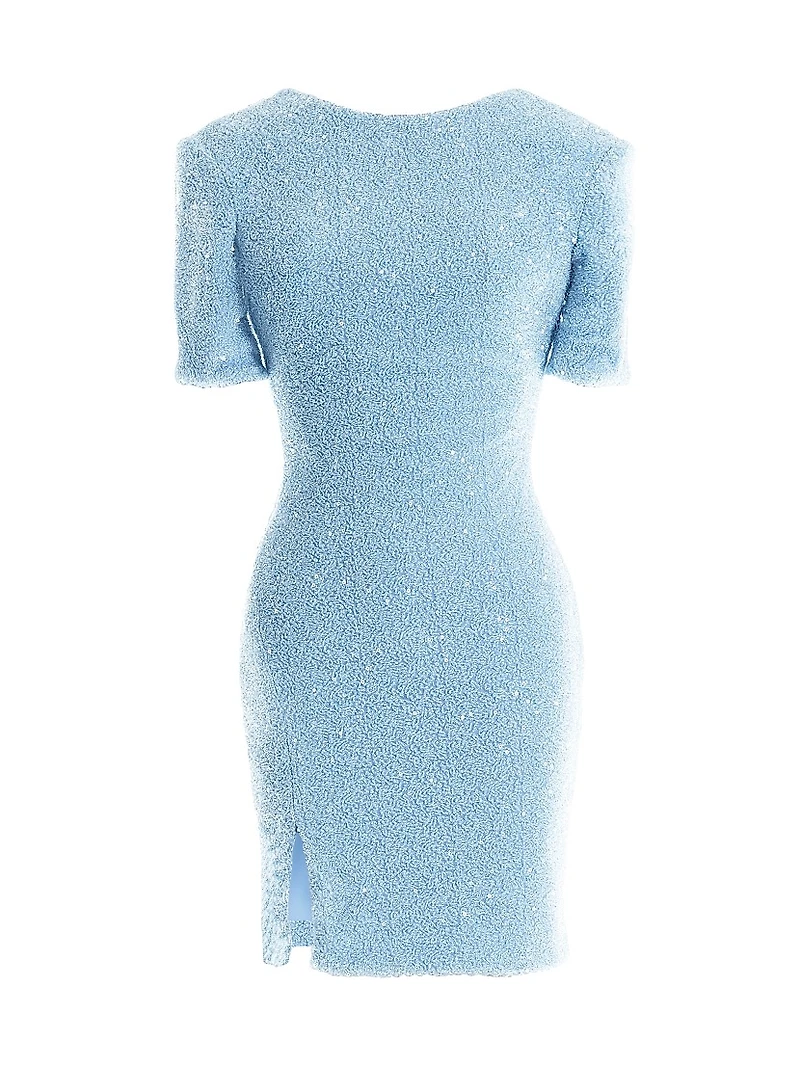 Maddox Sequin Front-Slit Body-Con Minidress