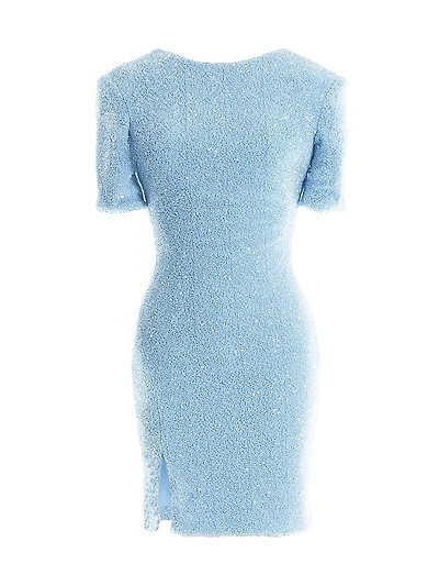 Maddox Sequin Front-Slit Body-Con Minidress