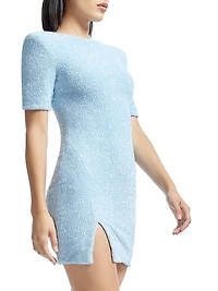 Maddox Sequin Front-Slit Body-Con Minidress