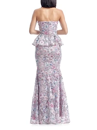 Scarlett Embellished Floral Bustier Peplum Mermaid Gown