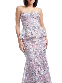 Scarlett Embellished Floral Bustier Peplum Mermaid Gown