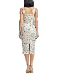 Nicole Belted Floral Sequin Midi-Dress