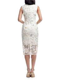 Claudette Floral Embroidered Body-Con Midi-Dress