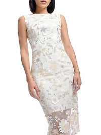 Claudette Floral Embroidered Body-Con Midi-Dress